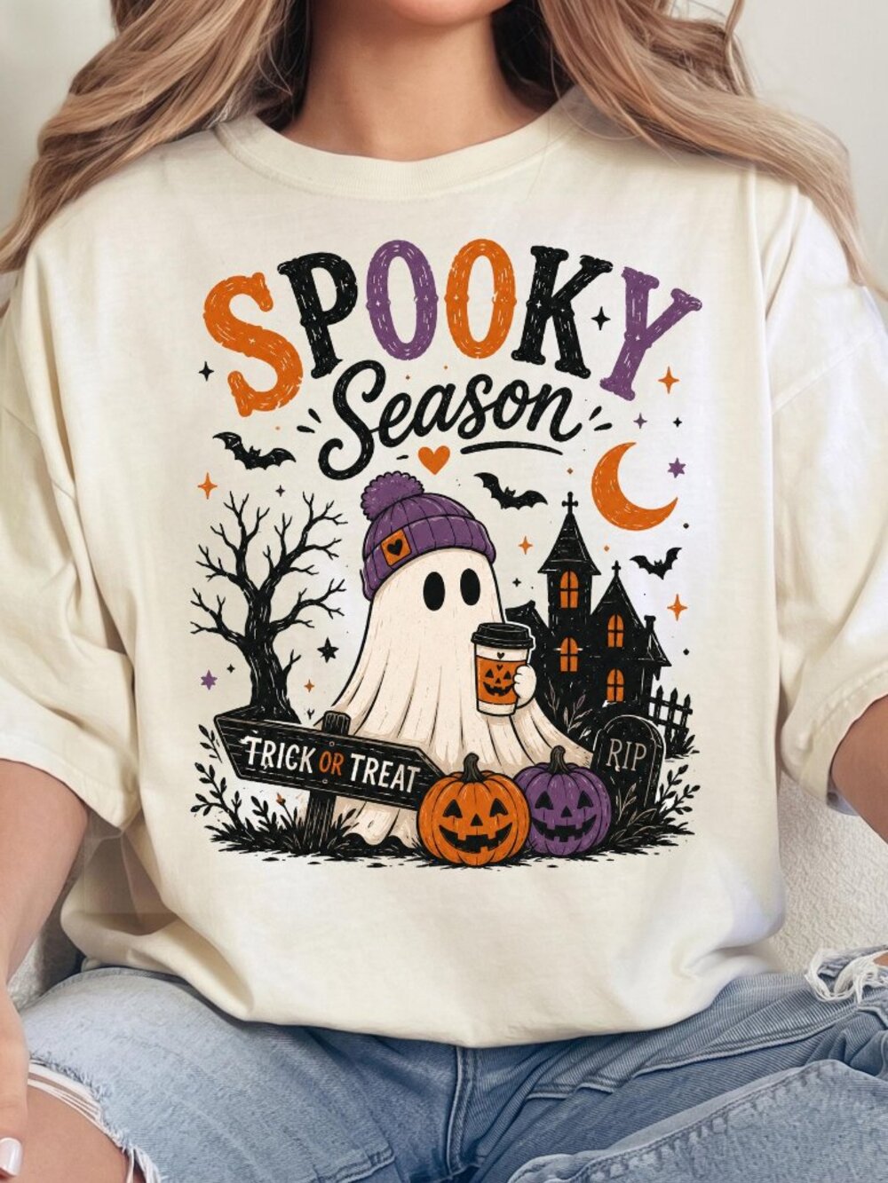 Cute Spooky Season Ghost Shirt, Halloween Ghost T-Shirt